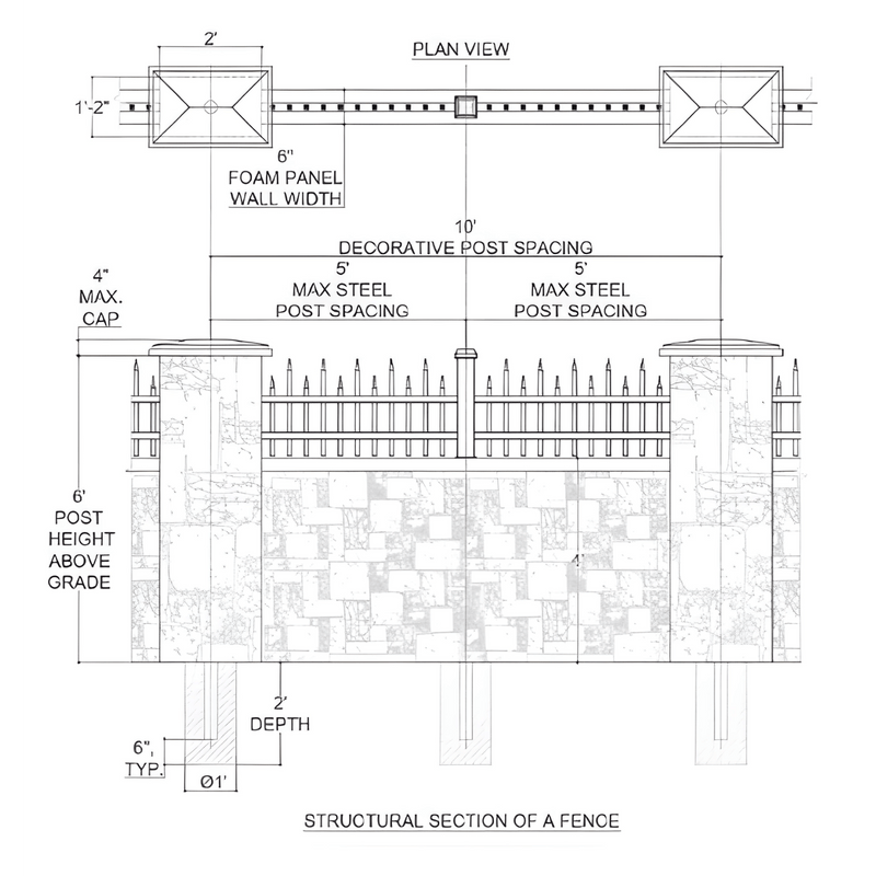 Stucco Wall Fence MOD001