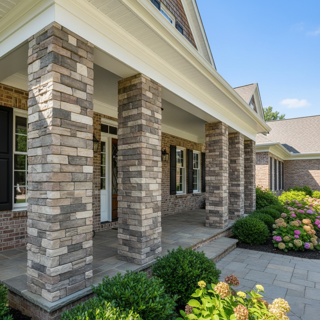Transform ordinary columns into stunning architectural statements with our faux stone column wraps