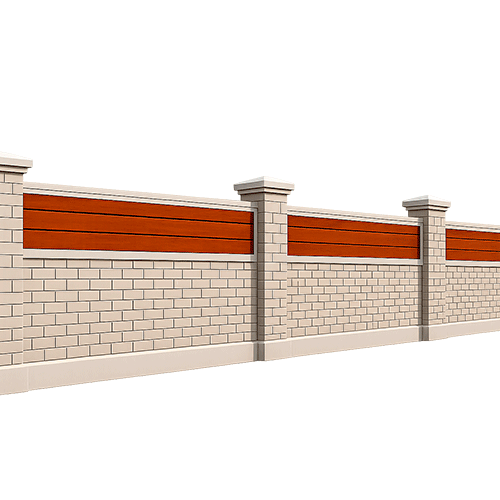 Stucco Wall Fence MOD004