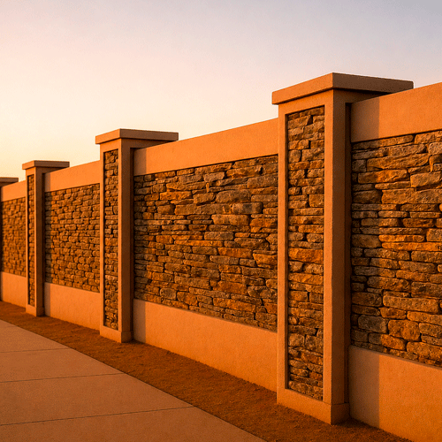 Stucco Wall Fence MOD005