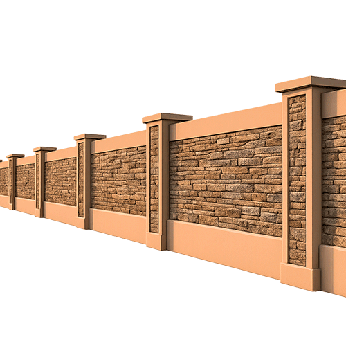 Stucco Wall Fence MOD005