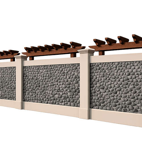 Stucco Wall Fence MOD006