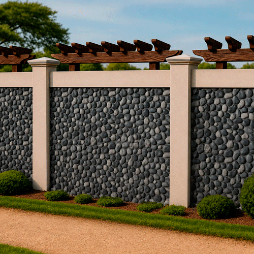 Stucco Wall Fence MOD006