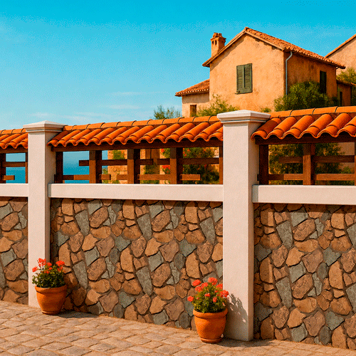 Stucco Wall Fence MOD007