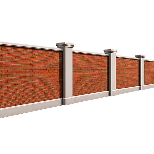 Stucco Wall Fence MOD009