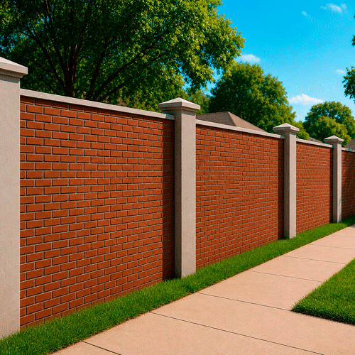 Stucco Wall Fence MOD009