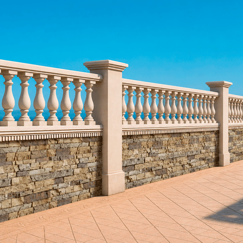 Stucco Wall Fence MOD010