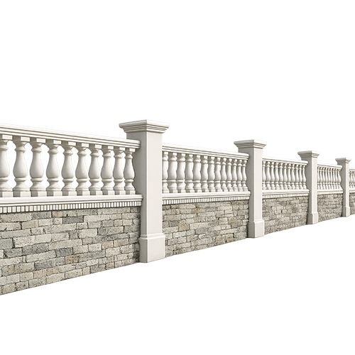Stucco Wall Fence MOD010