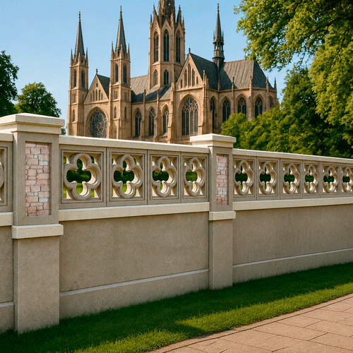 Stucco Wall Fence MOD012