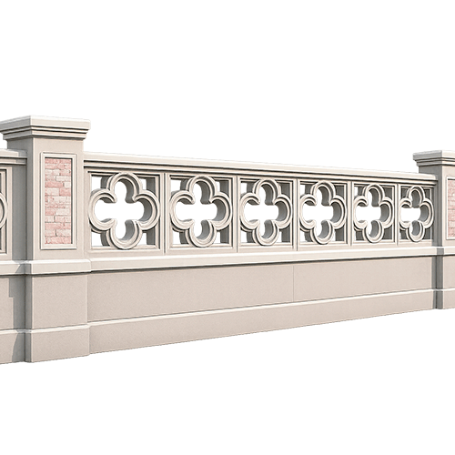 Stucco Wall Fence MOD012