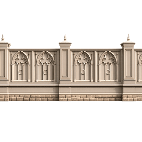 Stucco Wall Fence MOD015