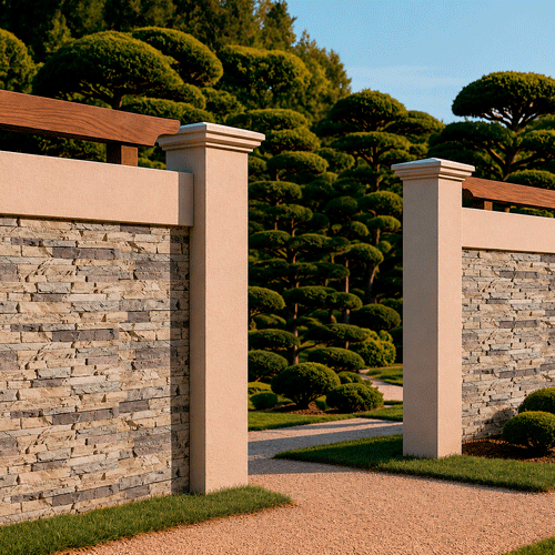 Stucco Wall Fence MOD008